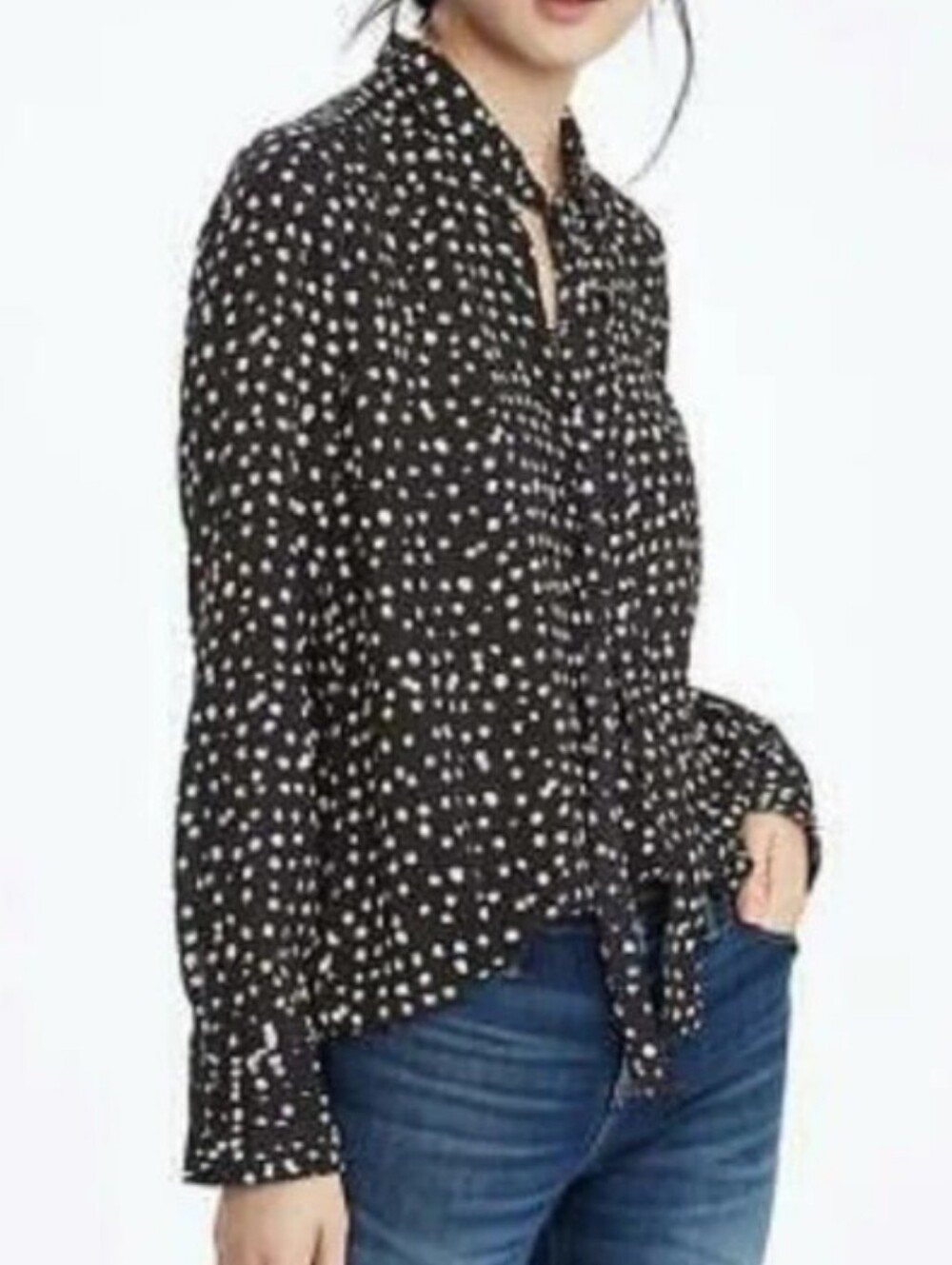 Banana Republic Polka Dot Tie-Neck Blouse Sz S